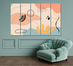 BOHO Abstract Minimal Lines Pastel Terracotta Earth Tones Aesthetic Style Abstract Art Print Artesty 5 panels 36" x 24" 