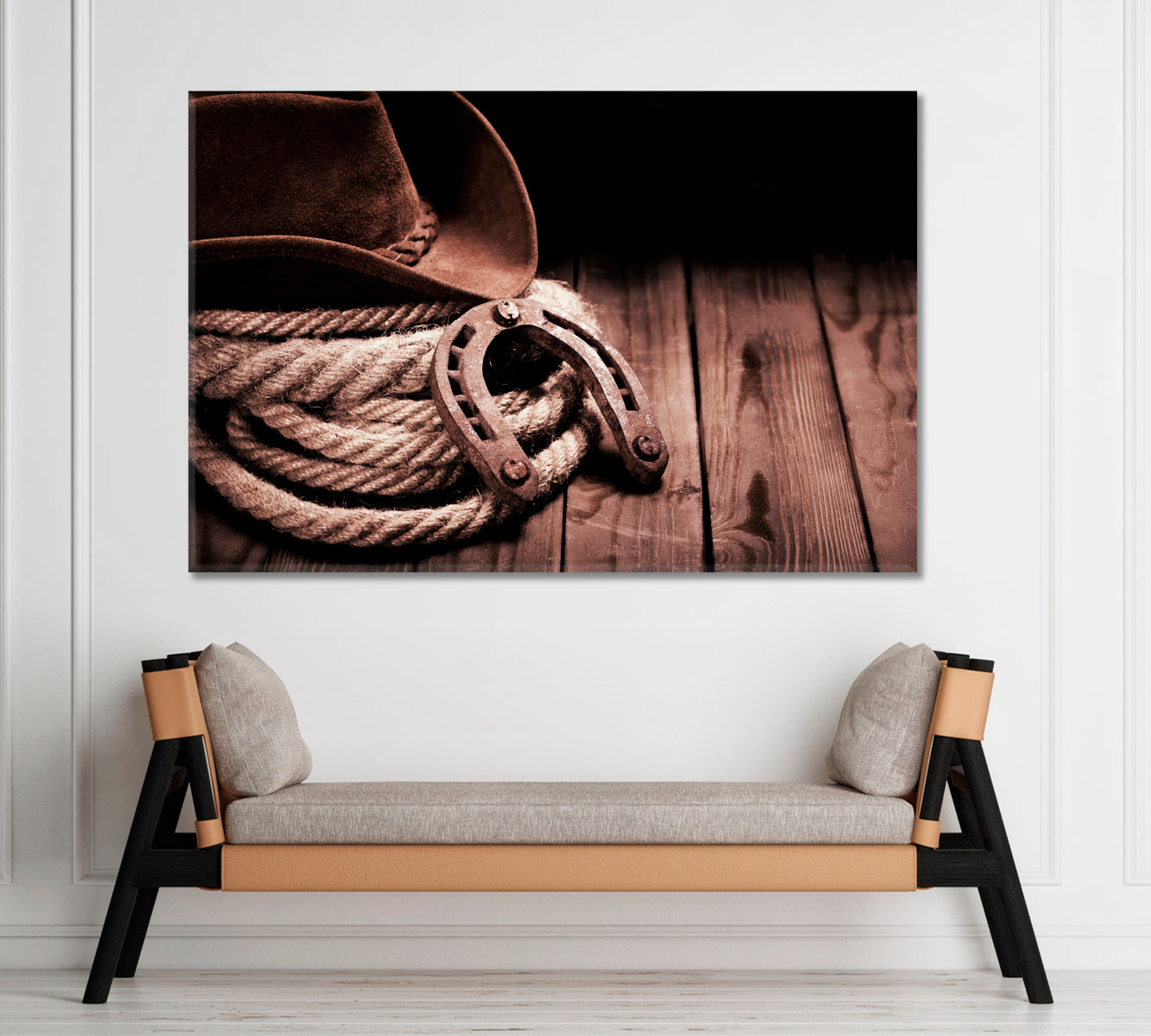 WILD WEST Retro Old Horseshoe Lariat Lasso Cowboy Rodeo Hat