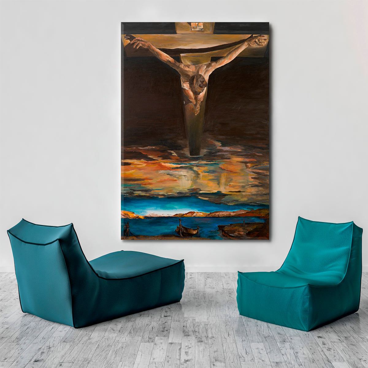 Jesus Christ Saint John of the Cross Inspired By Dali Religious Modern Art Artesty 1 Panel 16"x24" 