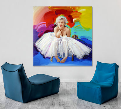 MARILYN MONROE Movie Star Marilyn Monroe Poster POP ART Style - Square Panel Celebs Canvas Print Artesty   