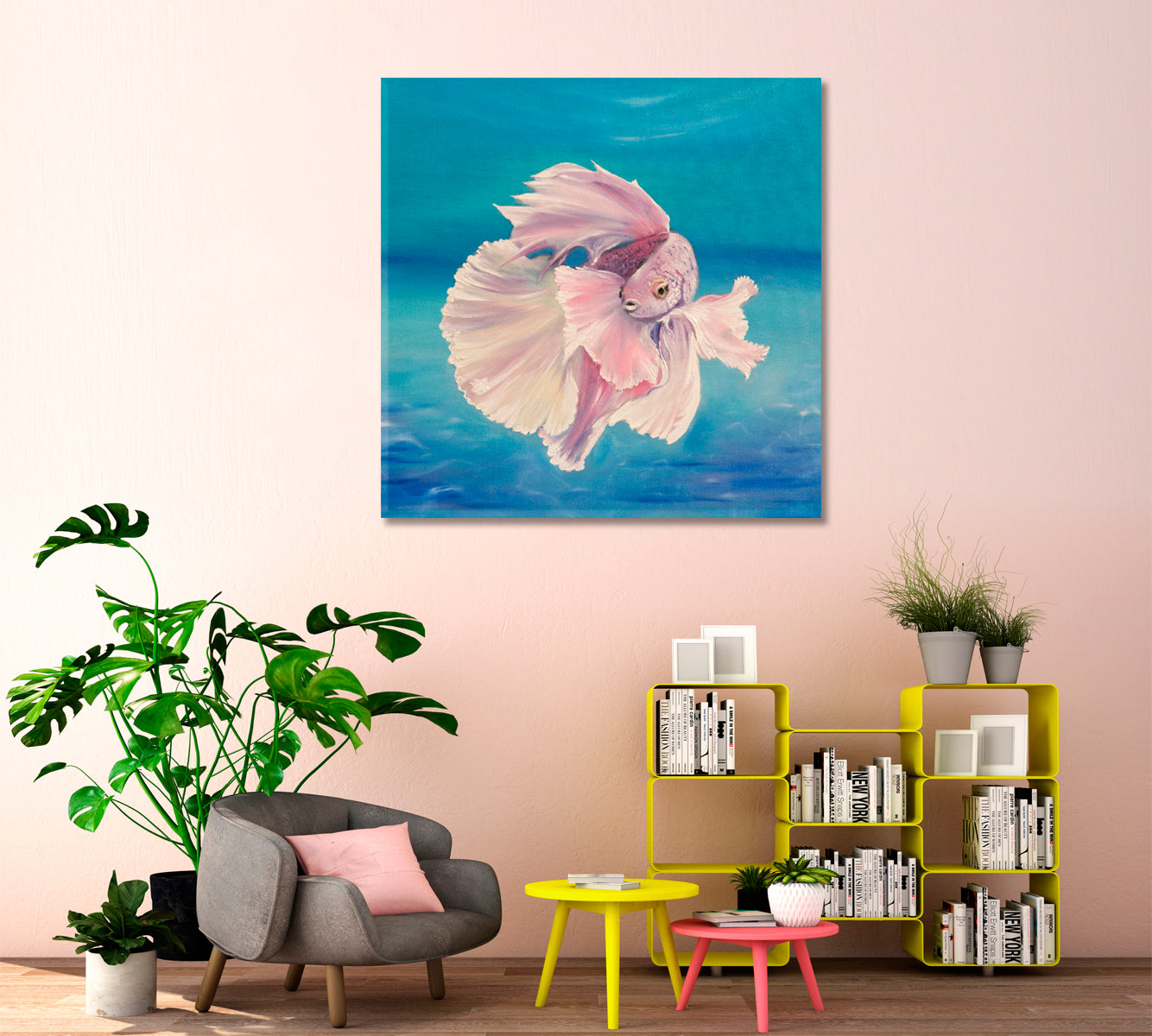 OCEAN Siamese Fighting Fish Underwater Nautical | Square Nautical, Sea Life Pattern Art Artesty   