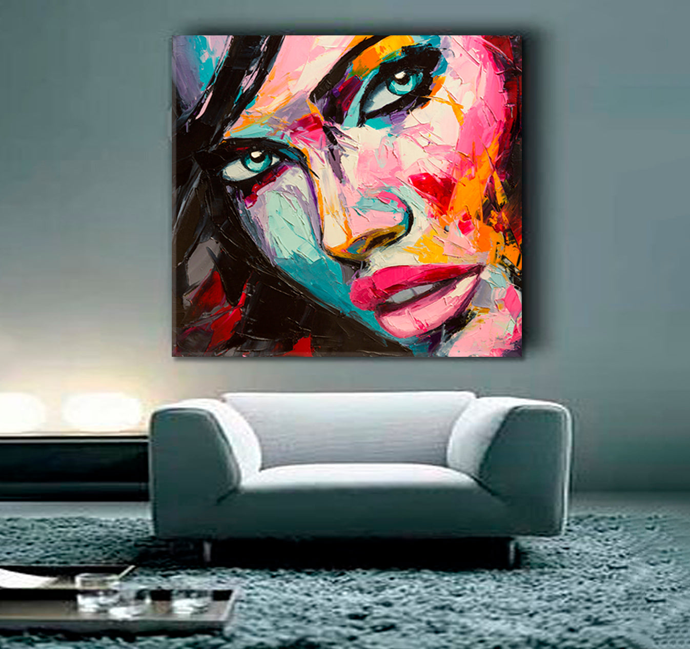 COLORS OF THE MOOD Beautiful Woman Fine Art, Square Panel People Portrait Wall Hangings Artesty   