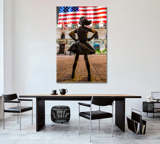 Fearless Girl New York Stock Exchange Building Manhattan New York - V Cities Wall Art Artesty   