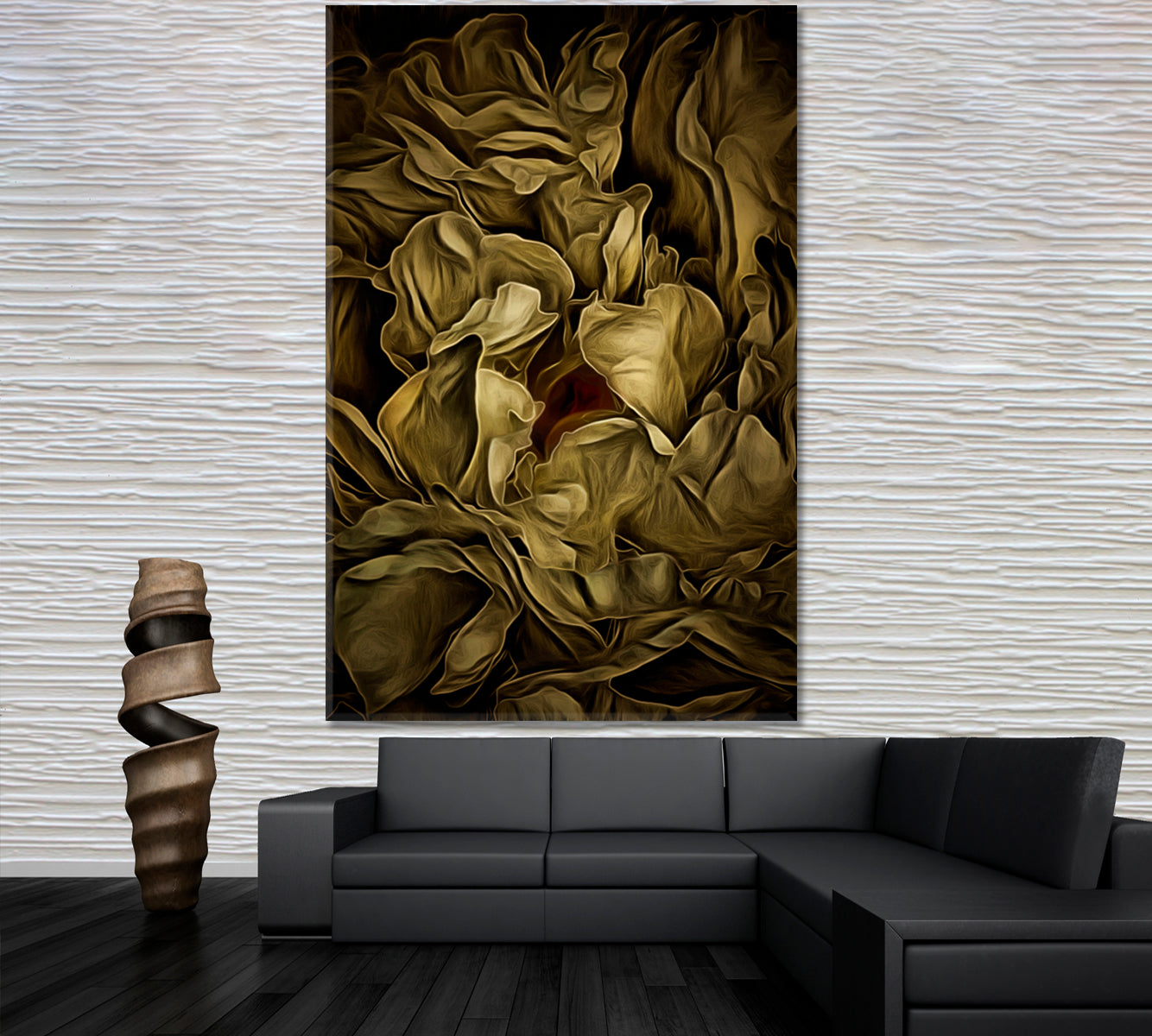 ABSTRACT Peony Flower Petals Pattern Canvas Print - Vertical Abstract Art Print Artesty   