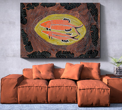 ARTIST'S MASTERPIECE Fish Abstract Modern Boho African Motifs Pattern Contemporary Art Artesty   