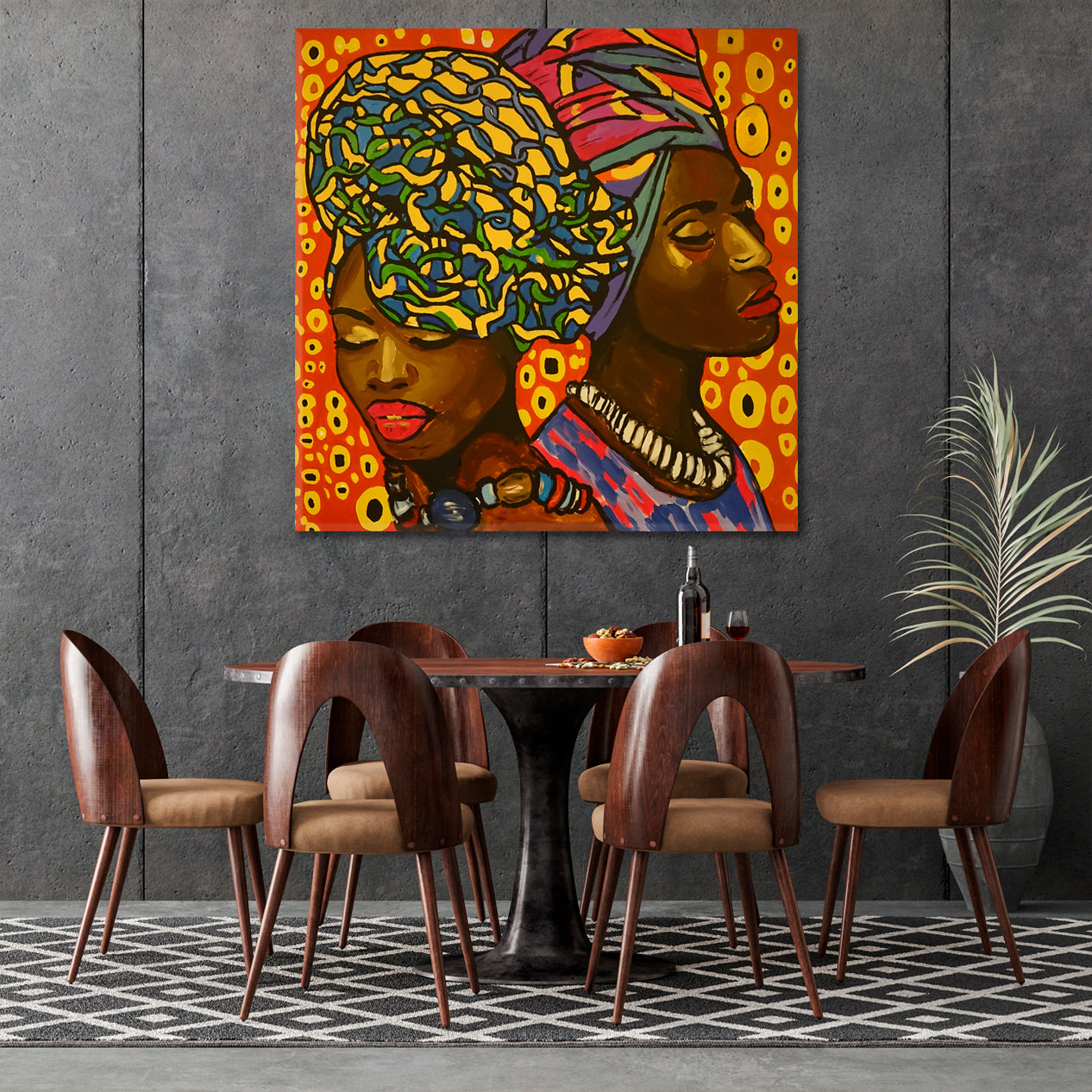 AFRICAN FASHION Black Women Colorful Vivid Abstract Modern Art | S People Portrait Wall Hangings Artesty   