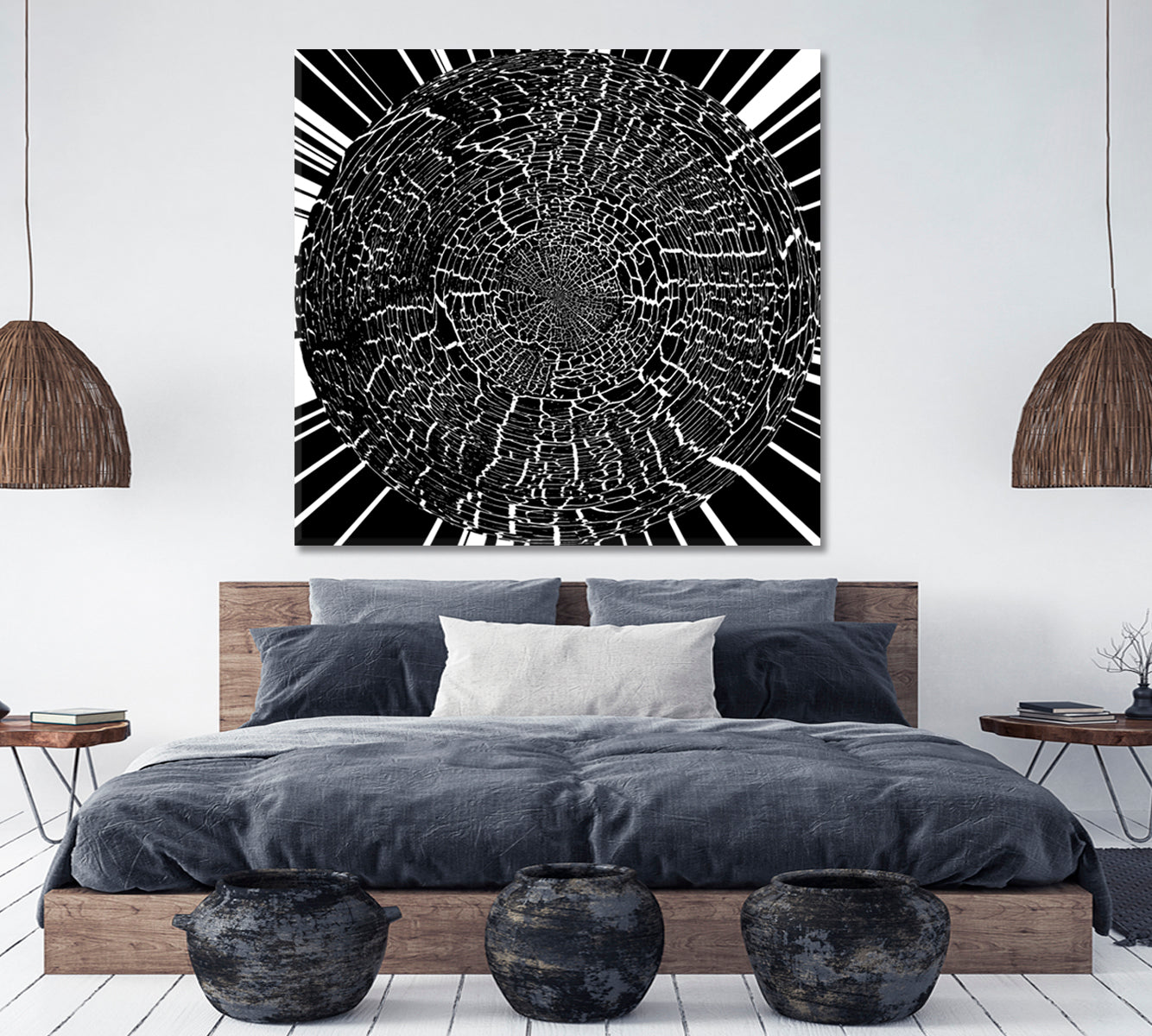 BLACK WHITE Futuristic Psychedelic Hypnotic Grunge Abstract Poster Contemporary Art Artesty   