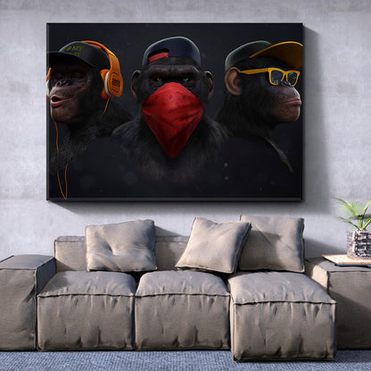 Three Wise Monkeys See No Evil Hear No Evil Speaks no Evil Animals Canvas Print Artesty   