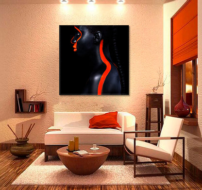 SPACE ALIEN Beautiful African Girl With Red Black Body Paint Art Photo Art Artesty   