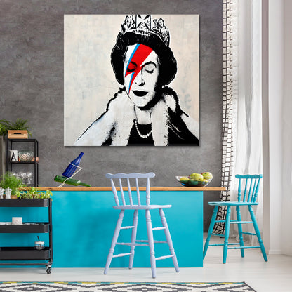 INSPIRED BY BANKSY Queen, Best Street Art Graffiti Bristol UK Canvas Print - Square Street Art Canvas Print Artesty   