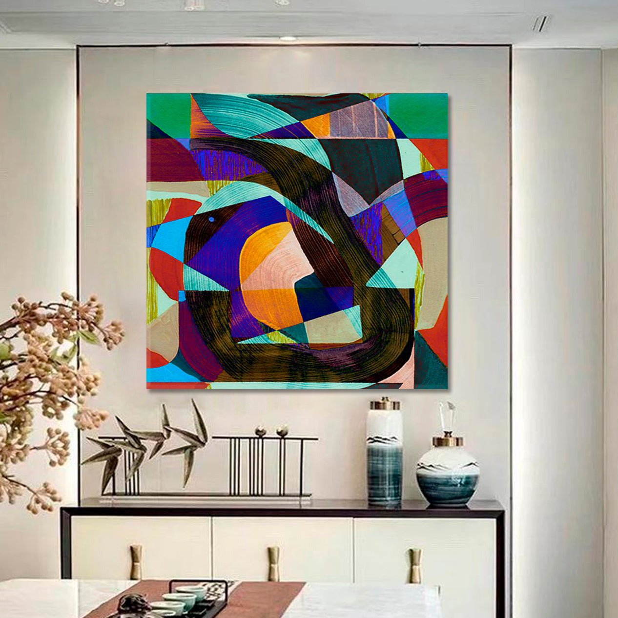 GEOMETRIC Pattern Modern Abstract Trendy Art - Square Panel Abstract Art Print Artesty   