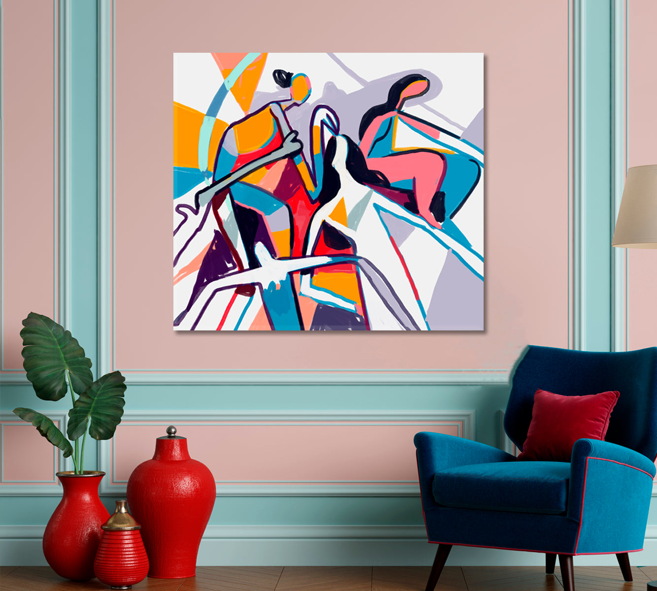 Inspired By Piet Mondrian and Keith Haring Contemporary Art Abstract Art Print Artesty   