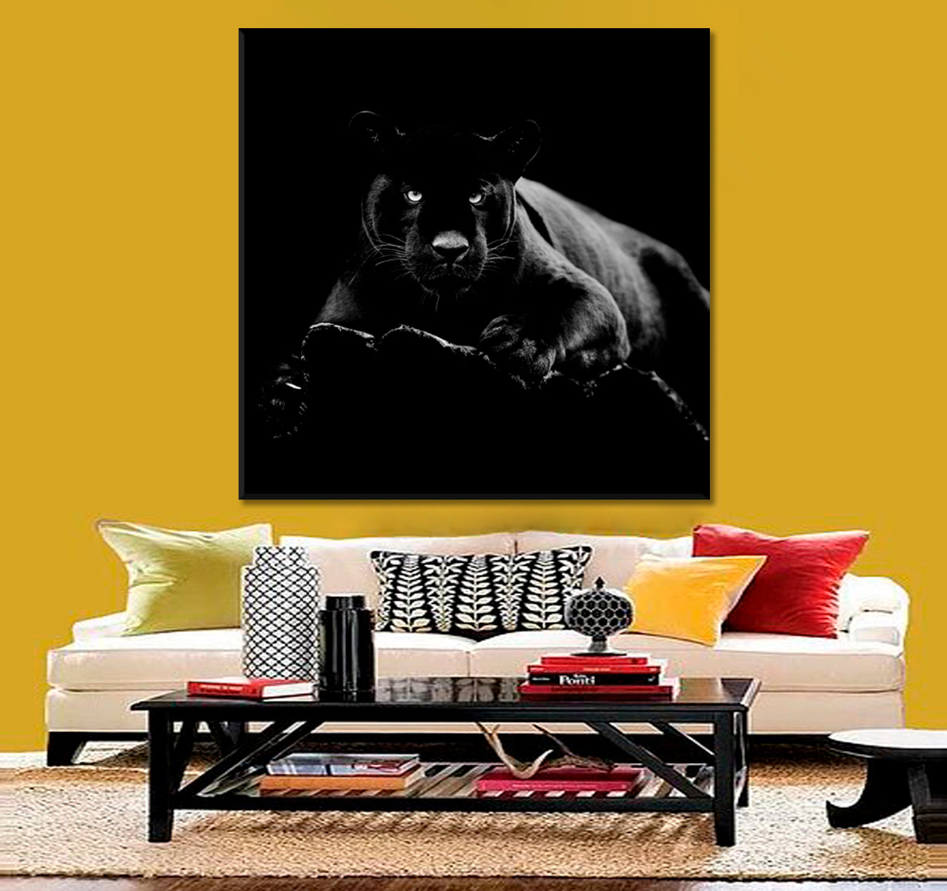 WILD LIFE  Black Jaguar Animal Worldt Beautiful Beast - Square Panel Animals Canvas Print Artesty   