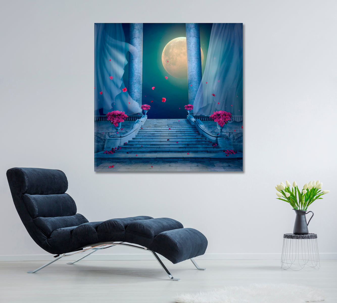 PALACE Fantasy Nocturnal Scene Artwork Fine Art Artesty 1 Panel 12"x12" 