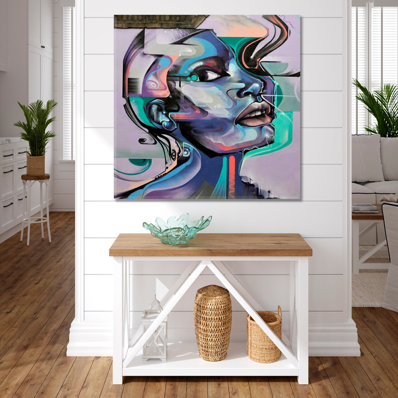 Abstract Art Woman Face Portrait Street Art | Square People Portrait Wall Hangings Artesty   