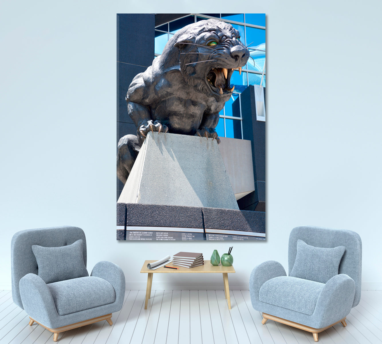 CAROLINA PANTHER Bronze Statue America Football Stadium - V Famous Landmarks Artwork Print Artesty 1 Panel 16"x24" 