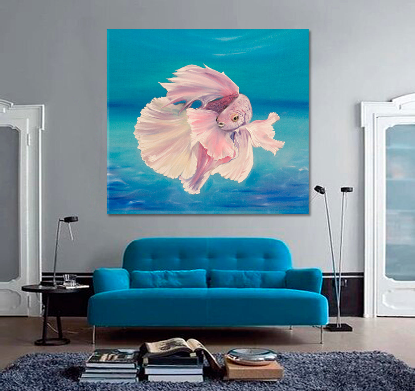 OCEAN Siamese Fighting Fish Underwater Nautical | Square Nautical, Sea Life Pattern Art Artesty   