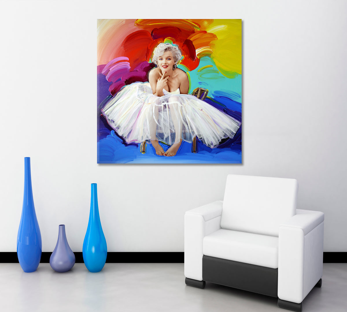 MARILYN MONROE Movie Star Marilyn Monroe Poster POP ART Style - Square Panel Celebs Canvas Print Artesty 1 Panel 12"x12" 