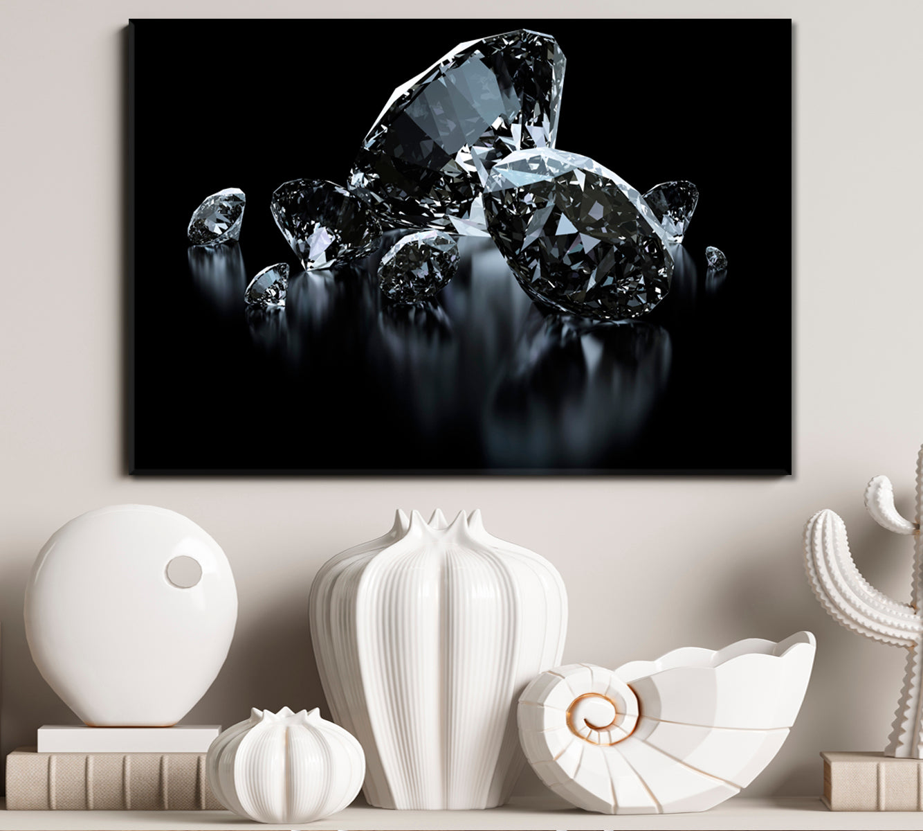 Beautiful Luxury Diamonds On Black Artwork Black and White Wall Art Print Artesty   