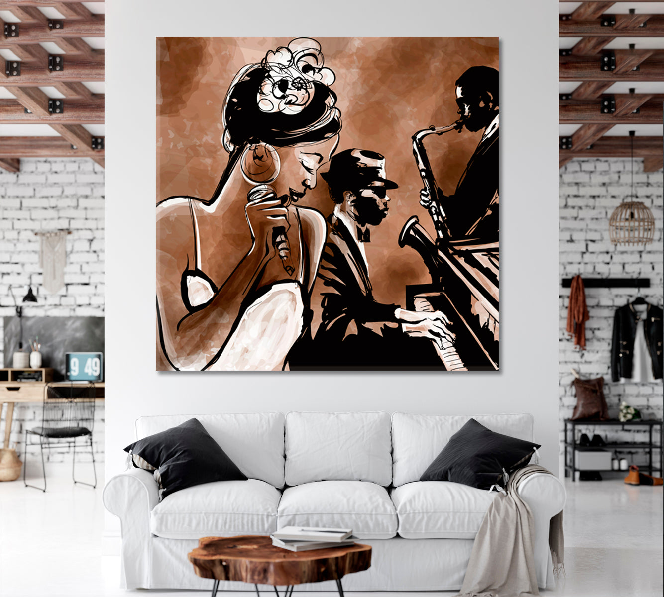 BLUES Jazz Band Singer Saxophone Piano Modern Abstract Music Wall Panels Artesty   