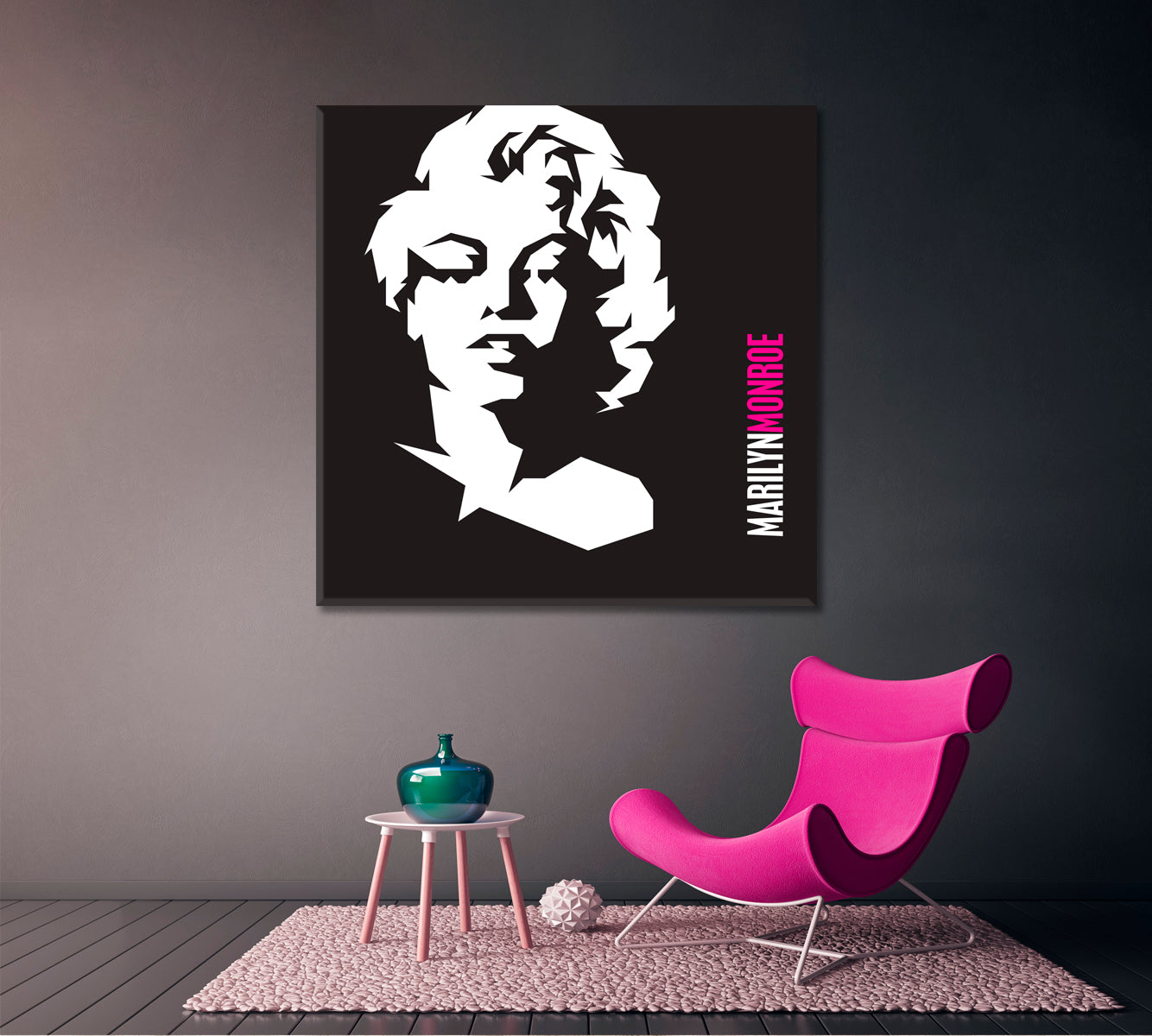 Movie Star Marilyn Monroe Stylized Portrait Black and White Wall Art Print Artesty   