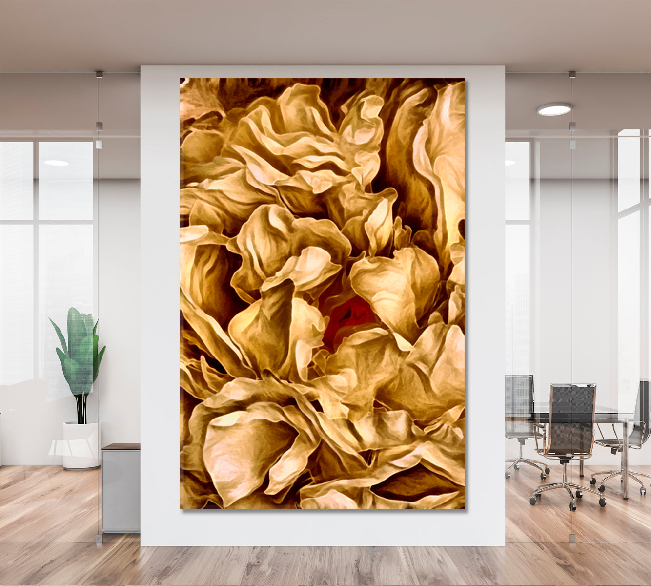 Peony Flower Petals Abstract Pattern Canvas Print - Vertical Abstract Art Print Artesty   