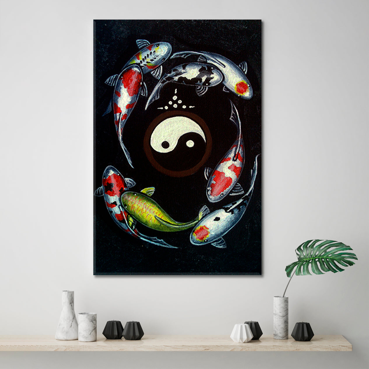 Koi Fish Yin Yang Art Painting Asian Style Canvas Print Wall Art Artesty   