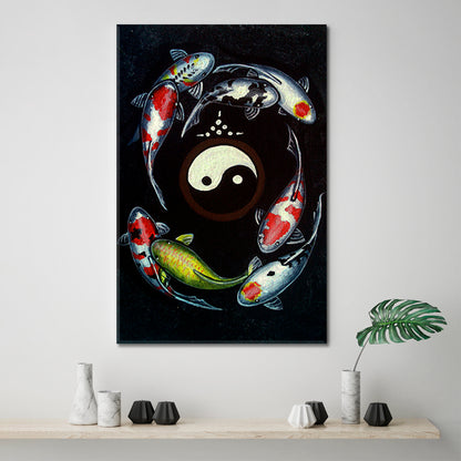 Koi Fish Yin Yang Art Painting Asian Style Canvas Print Wall Art Artesty   