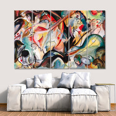 Kandinsky's Motives Modern Abstract Figurative Contemporary Art Artesty 5 panels 36" x 24" 