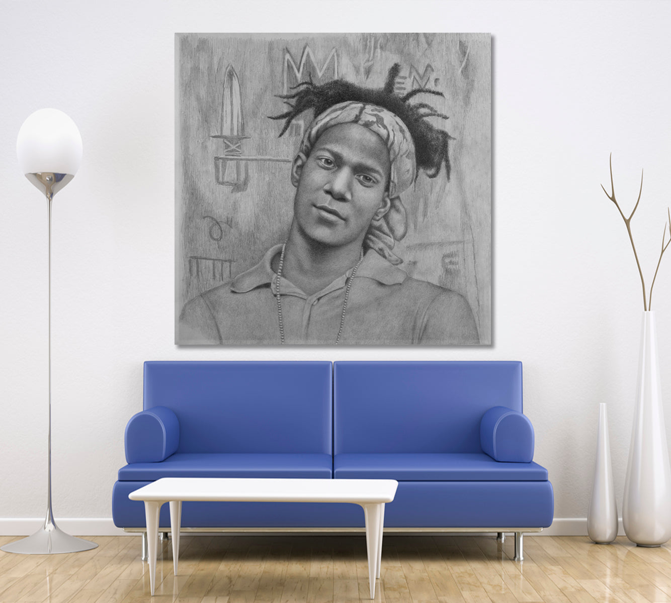 BASQUIAT PORTRAIT Jean Michel Basquiat Black And White - S Celebs Canvas Print Artesty   