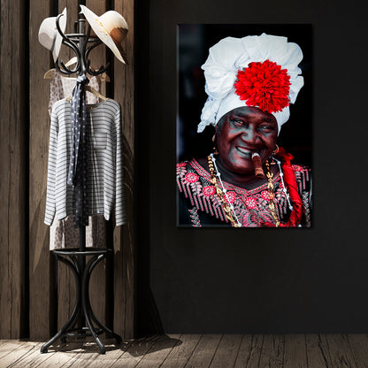 CUBA HAVANA CIGAR Cuban Woman Iconic Traditional Dress Canvas Print - Vertical People Portrait Wall Hangings Artesty   