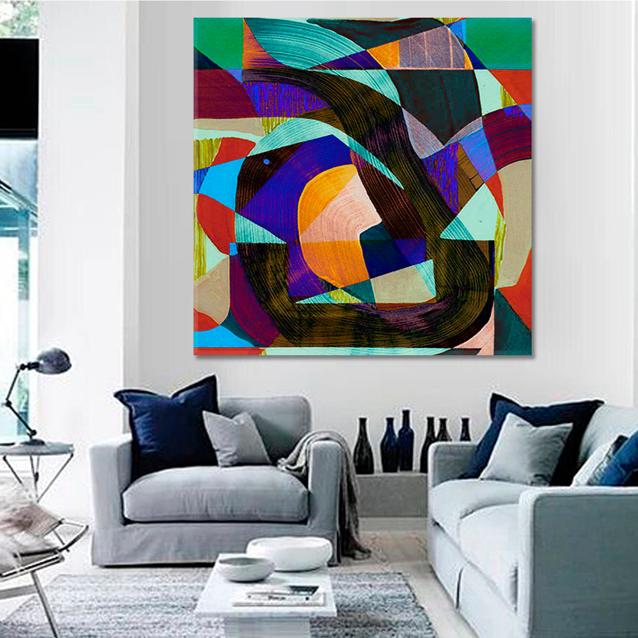 GEOMETRIC Pattern Modern Abstract Trendy Art - Square Panel Abstract Art Print Artesty   