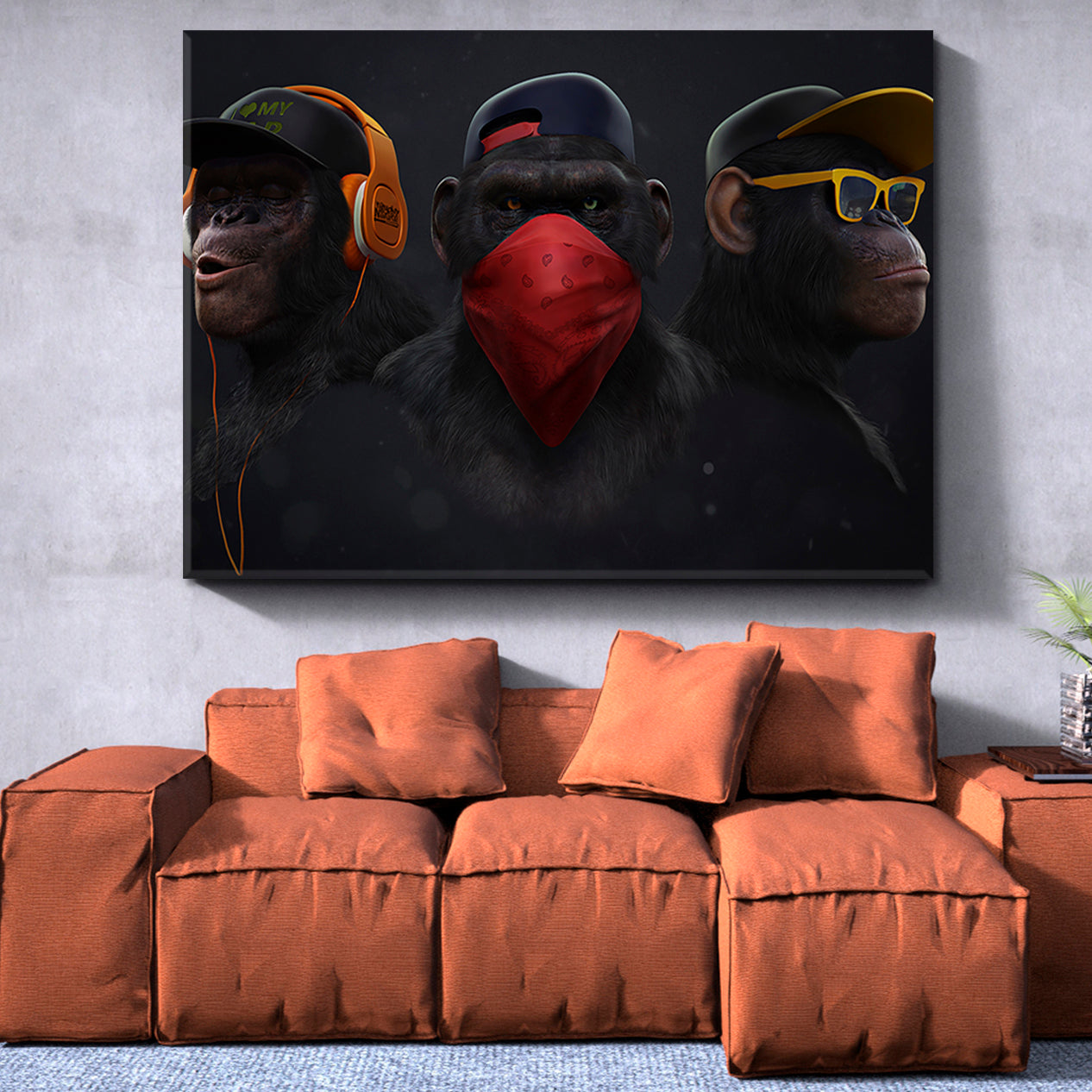 Three Wise Monkeys See No Evil Hear No Evil Speaks no Evil Animals Canvas Print Artesty   