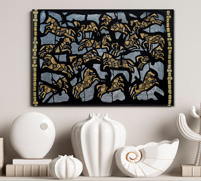 HORSES Abstract Contemporary Ornaments Masterpiece Boho Style Art Contemporary Art Artesty   