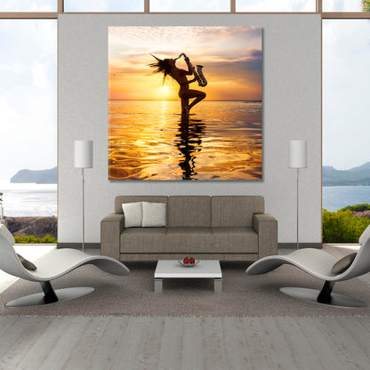 HOT JAZZ Picturesque Golden Horizon Landscape Sax Music Music Wall Panels Artesty   