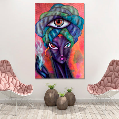 MIND'S EYE Mystical Esoteric Third Eye Inner Eye Abstract Cubism Cubist Trendy Large Art Print Artesty 1 Panel 16"x24" 