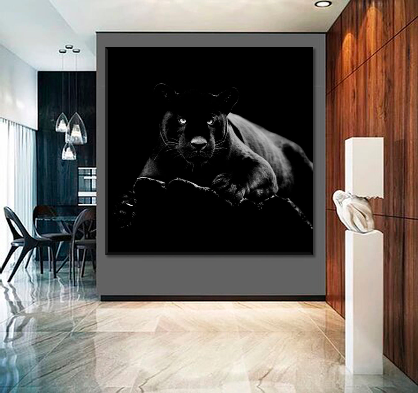 WILD LIFE  Black Jaguar Animal Worldt Beautiful Beast - Square Panel Animals Canvas Print Artesty   