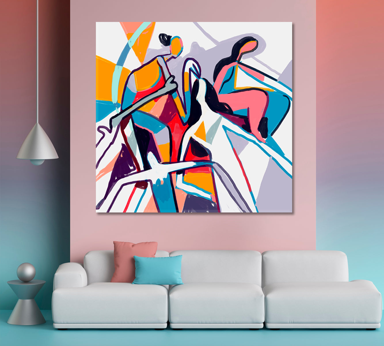 Inspired By Piet Mondrian and Keith Haring Contemporary Art Abstract Art Print Artesty   