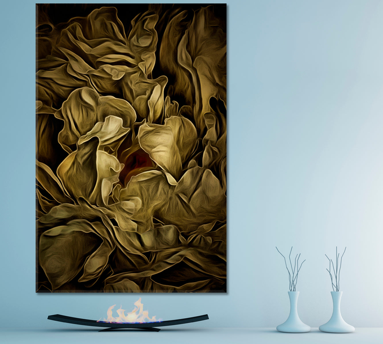 ABSTRACT Peony Flower Petals Pattern Canvas Print - Vertical Abstract Art Print Artesty   