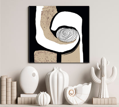 SPIRAL Beige White Black Tones Abstract Modern Minimalism Abstract Art Print Artesty   