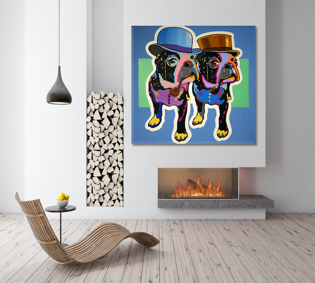 HIPSTER | Funny Hipster French Bulldog Bosses Canvas Print - Square Animals Canvas Print Artesty   