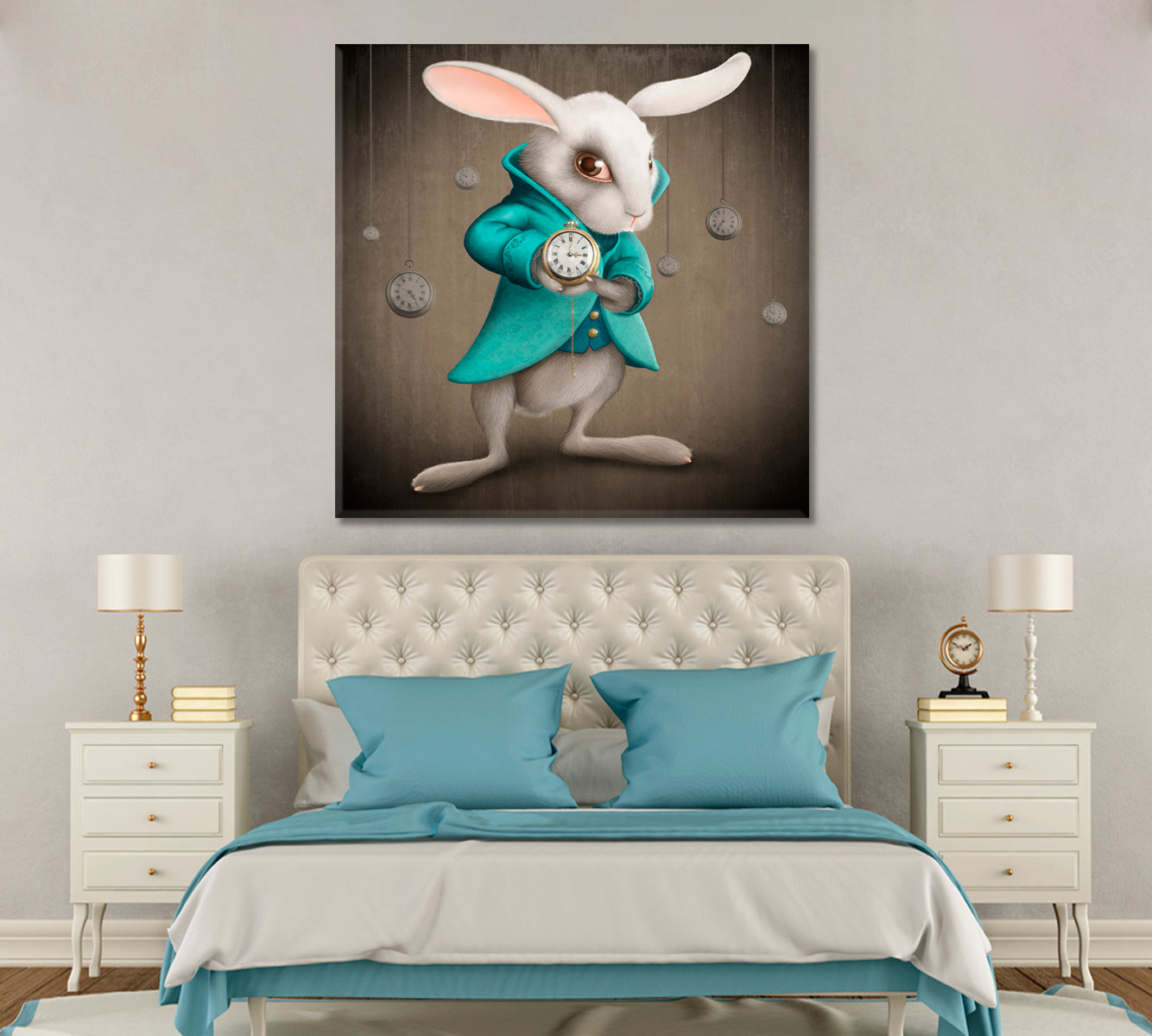 Alice's Adventures in Wonderland White Rabbit Clock KIDS ROOM FANTASY | S Kids Room Canvas Art Print Artesty   
