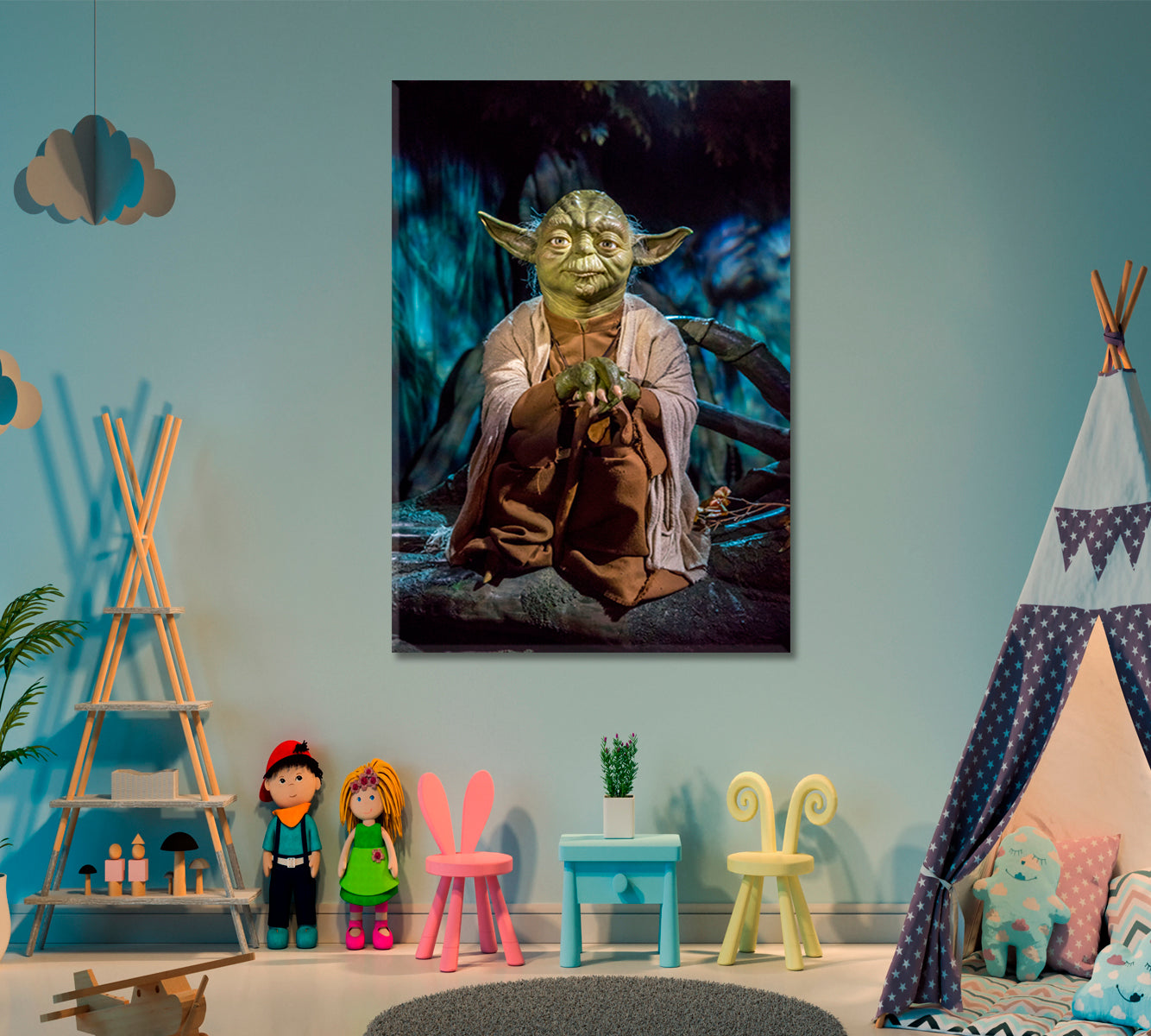 Jedi Master Yoga Dagobah Star Wars Peaceful Meditating Giclée Canvas | Vertical TV, Cartoons Wall Art Canvas Artesty   