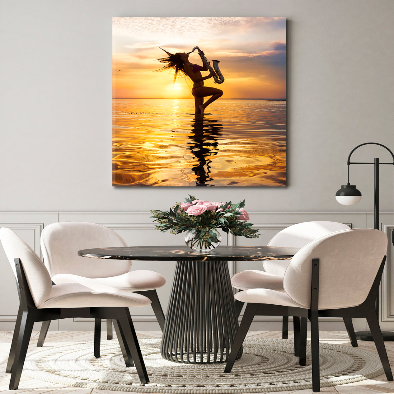 HOT JAZZ Picturesque Golden Horizon Landscape Sax Music Music Wall Panels Artesty   