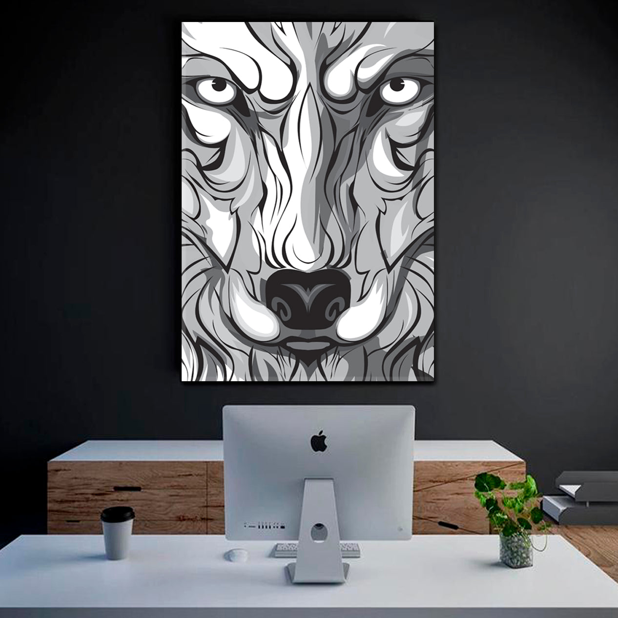 Wolf Wild Animal Symbol of Family Loyalty Mighty Home Protector - V Animals Canvas Print Artesty   
