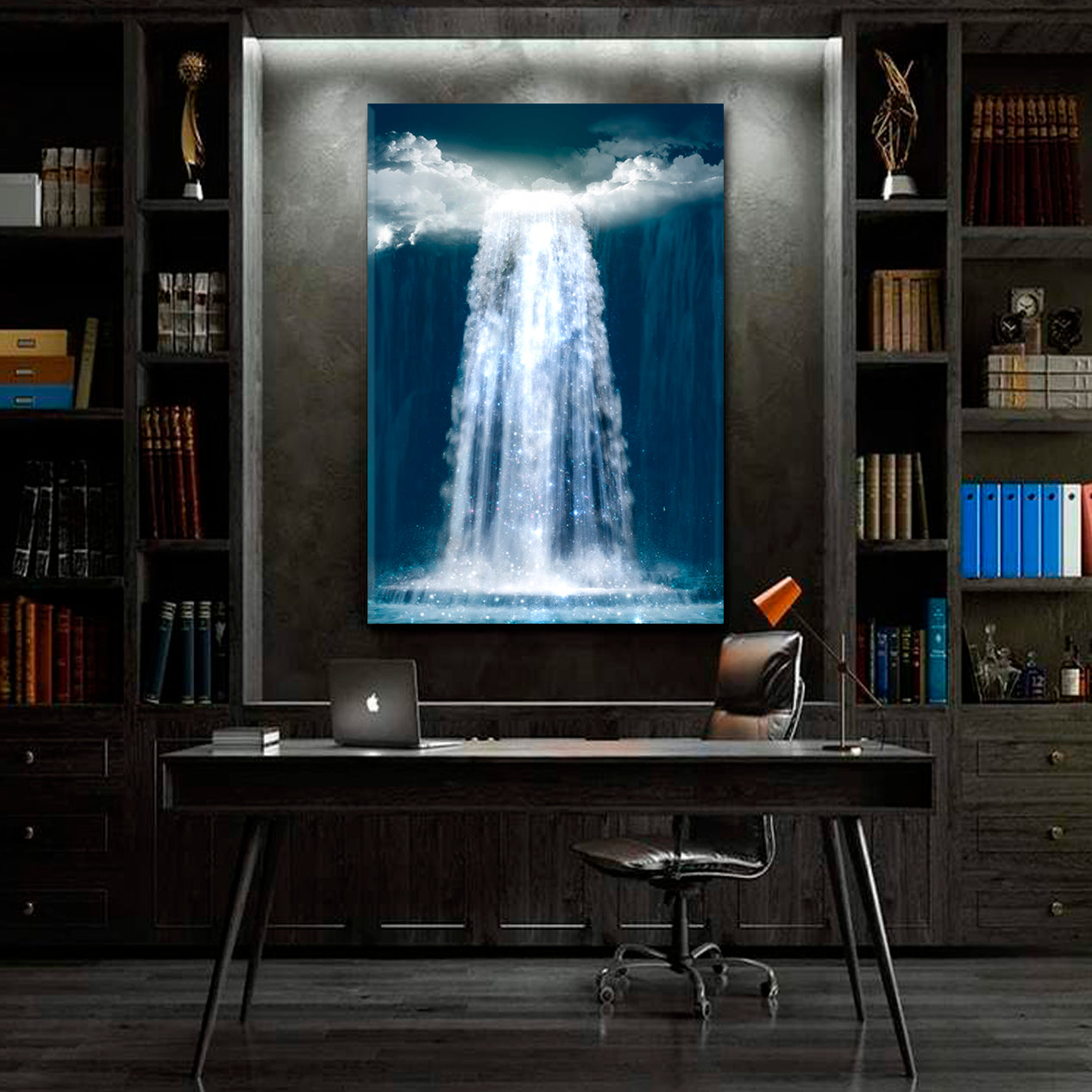 UNREAL Fantasy Waterfall Falls From Heaven Mesmerizing Magical Scenic | Vertical Surreal Fantasy Large Art Print Décor Artesty   