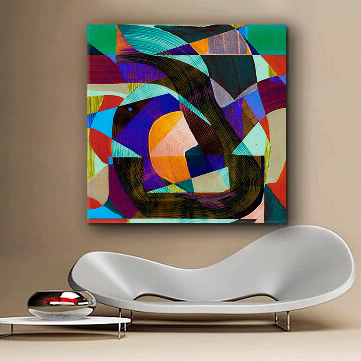 GEOMETRIC Pattern Modern Abstract Trendy Art - Square Panel Abstract Art Print Artesty   