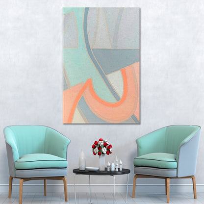 SOFT TENDER PASTEL Coral Blue Mint Geometric Lines Forms Abstract Art Print Artesty   