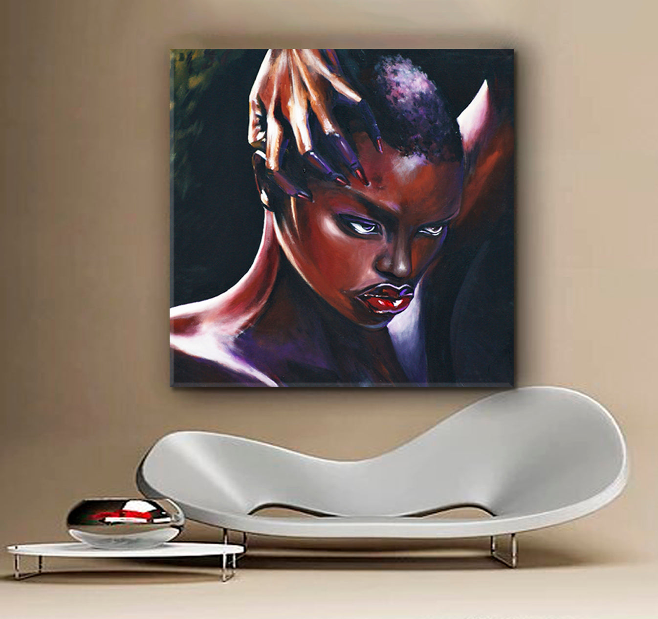 HOT CHOCOLATE Amazing Beautiful African Women Afrocentric Art Canvas Print | Square Panel African Style Canvas Print Artesty   