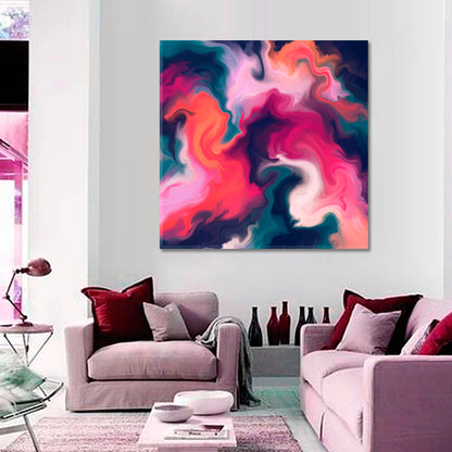 Deep Rich Colour Combinations Vivid Modern Art Unique Creative Design | Square Fluid Art, Oriental Marbling Canvas Print Artesty   